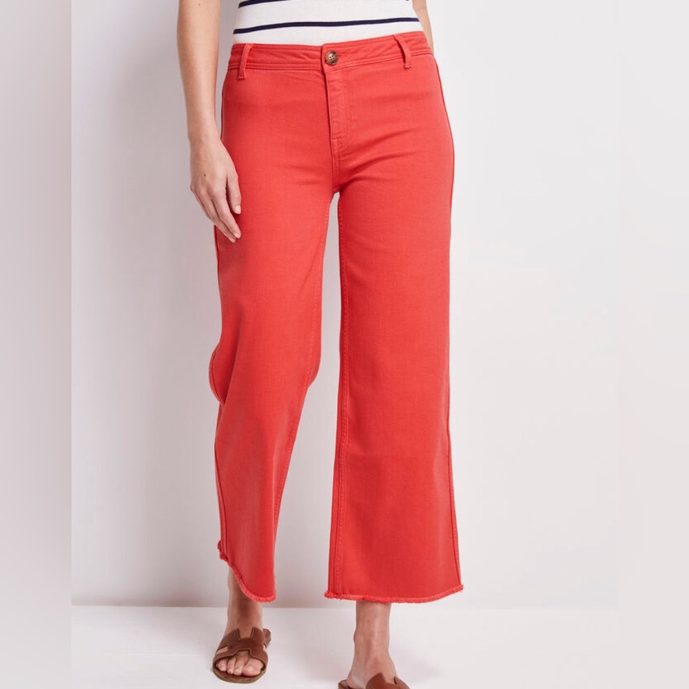 Vineyard Vines Mariner Wide Leg Cropped Trouser-Style Jean size 25 Red